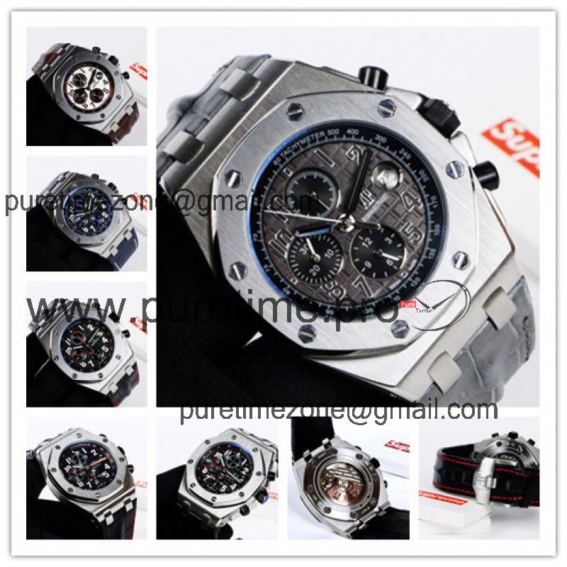 Replica  Royal Oak Offshore A21J Automatic Movement   Mens Watch Gray Dial Leather Strap B E65