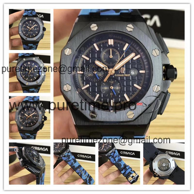 Replica  Royal Oak A21J Automatic Movement   Mens Watch Black  Dial Rubber Strap E67