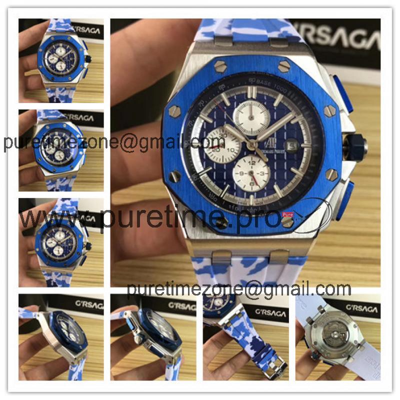 Replica  Royal Oak  A21J Automatic Movement   Mens Watch Blue Dial Rubber Strap E74