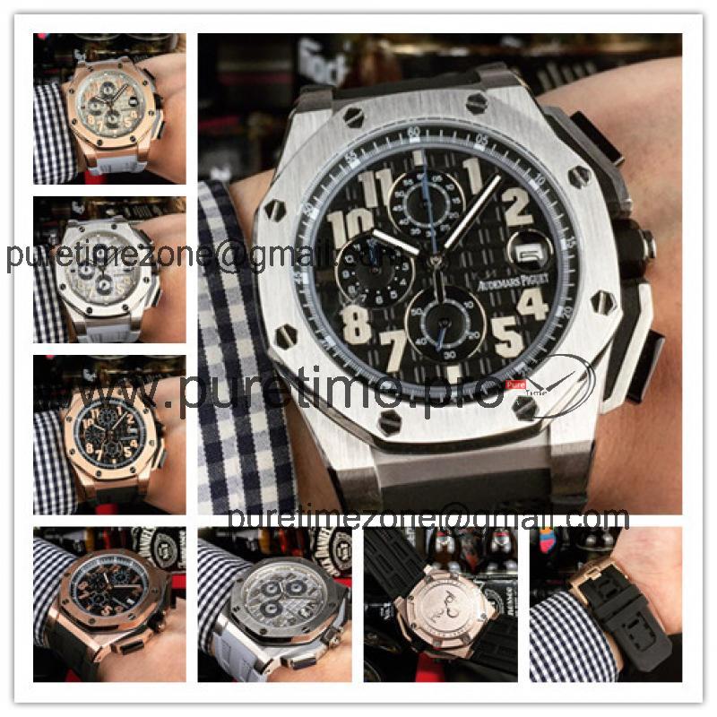 Replica  Royal Oak Offshore  Japan Quartz chronograph Mens Watch Black  Dial Rubber Strap E76