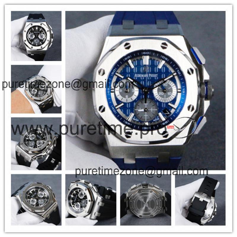 Replica Royal Oak Japan Quartz chronograph Mens Watch  Blue Dial Rubber Strap E81