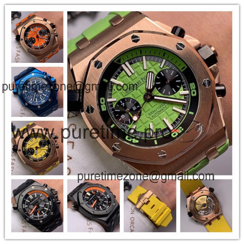 Replica  Royal Oak  A21J Automatic Movement  Mens Watch Green Dial Rubber Strap A E87