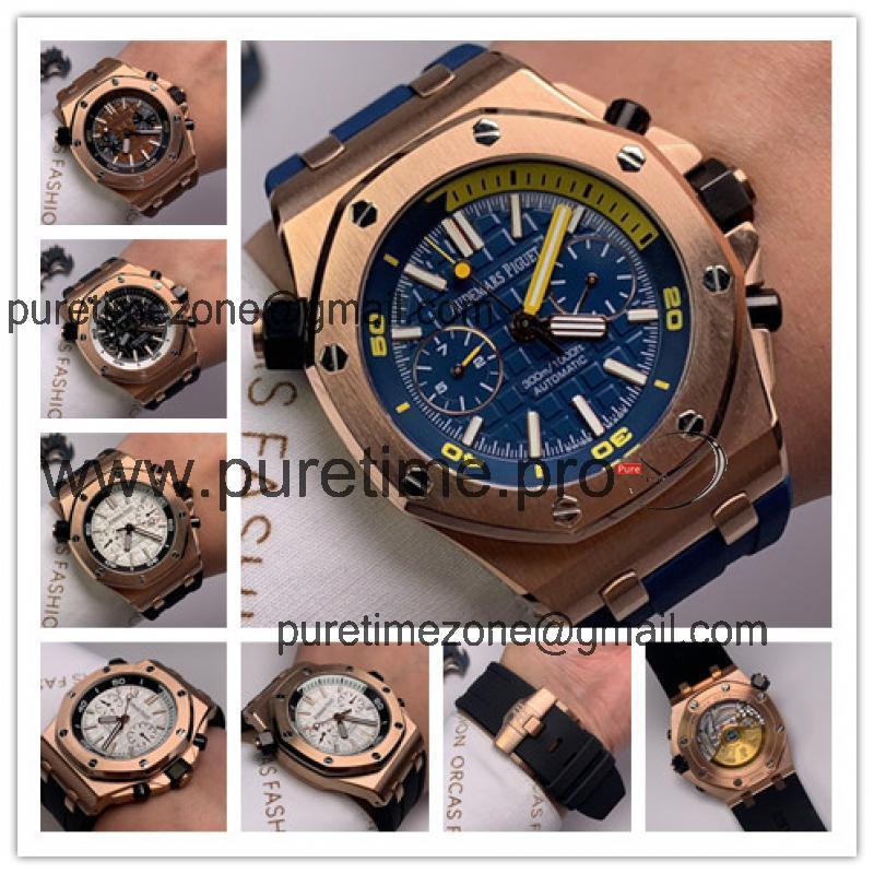 Replica  Royal Oak  A21J Automatic Movement  Mens Watch Blue Dial Rubber Strap B E87