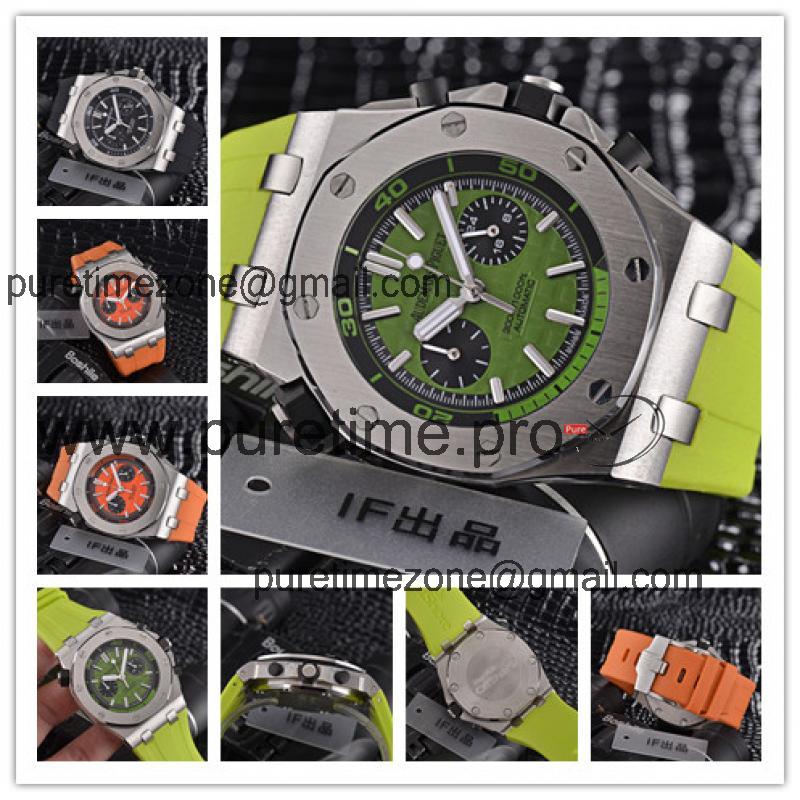 Replica  Royal Oak  Japan VK Quartz chronograph   Mens Watch Green  Dial Rubber Strap E90