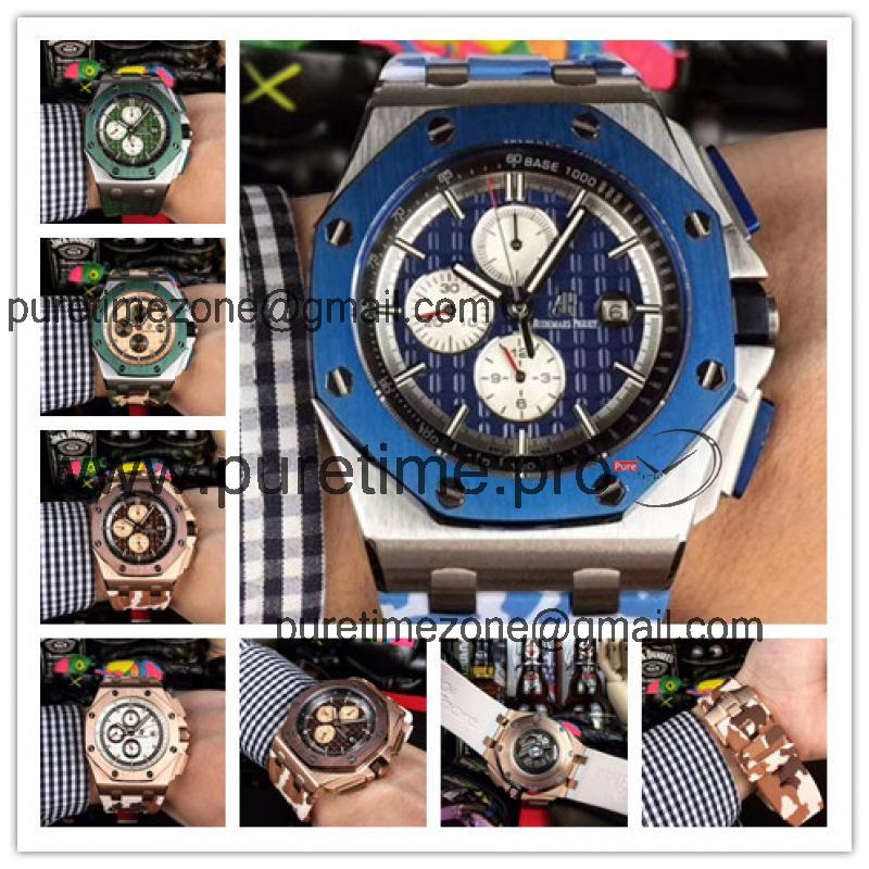 Replica  Royal Oak Offshore  A21J Automatic Movement  Mens Watch Blue Dial Rubber Strap  E92