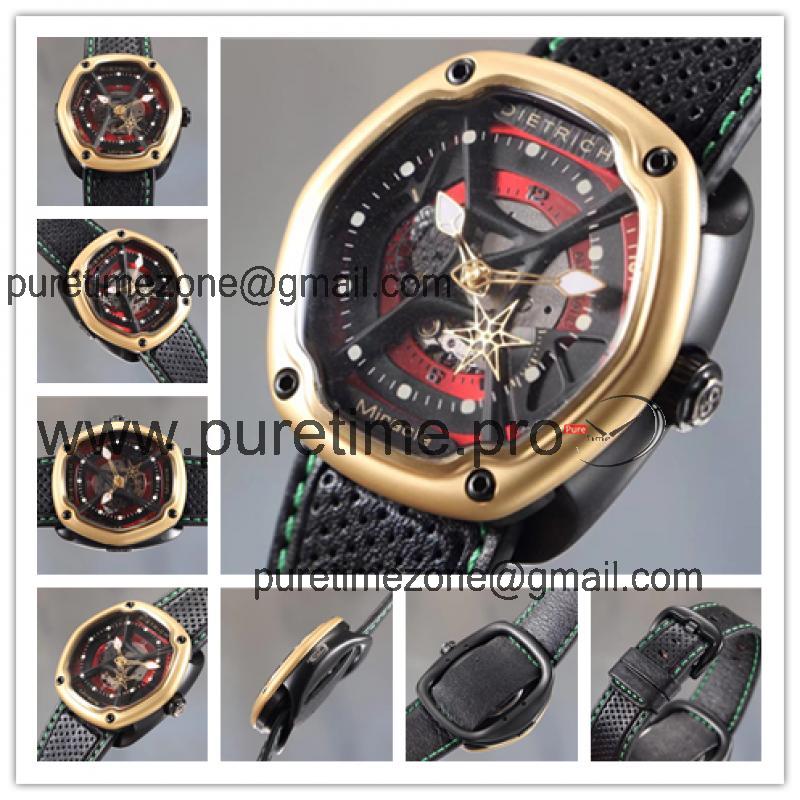 Replica Dietrich Organic Time Miracle OT-M Miyota 82S7 Automatic Mens Watch PVD YG Leather Green