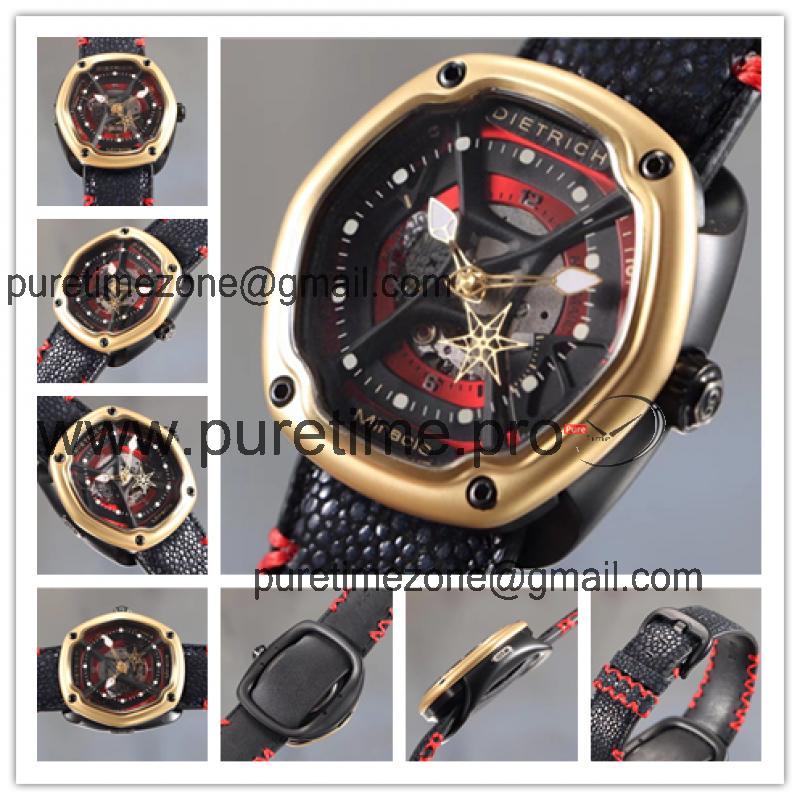 Replica Dietrich Organic Time Miracle OT-M Miyota 82S7 Automatic Mens Watch PVD YG Leather Red