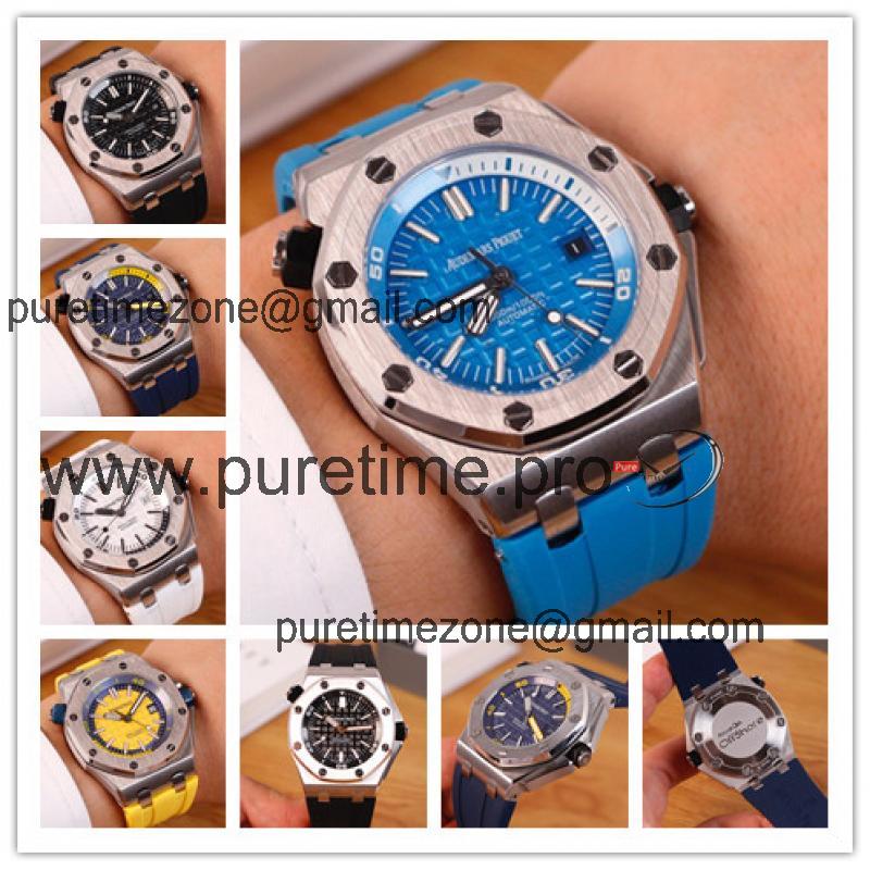 Replica  Royal Oak  A21J Automatic Movement  Mens Watch Blue Dial Rubber Strap A   E95