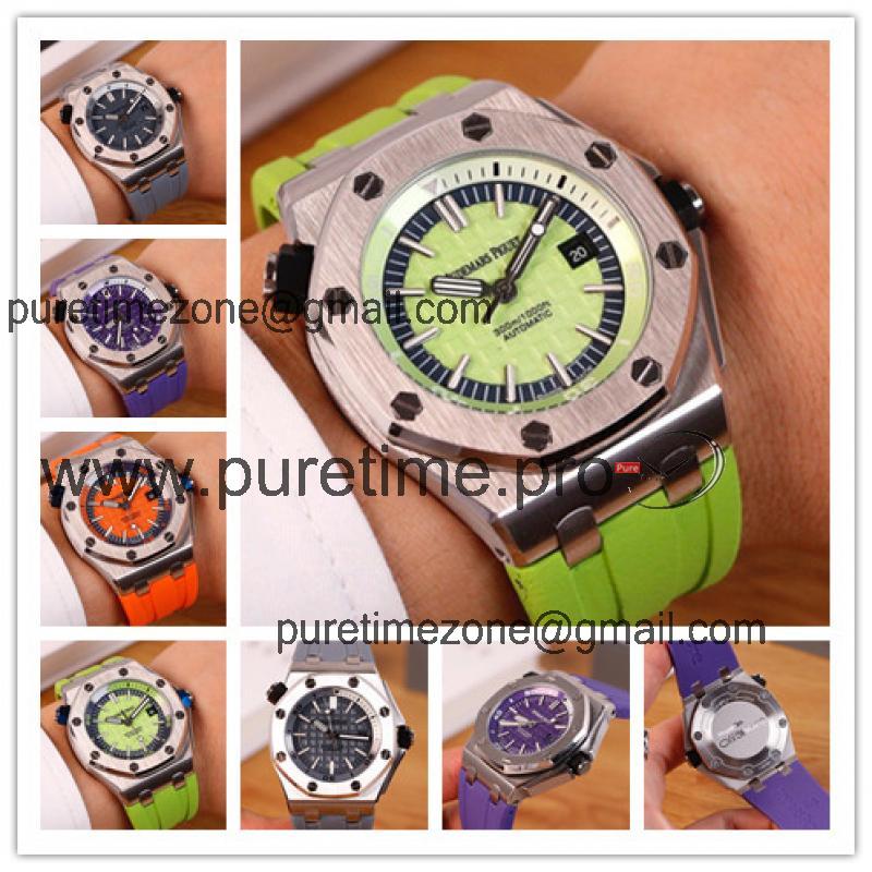 Replica  Royal Oak  A21J Automatic Movement  Mens Watch Green  Dial Rubber Strap B E95