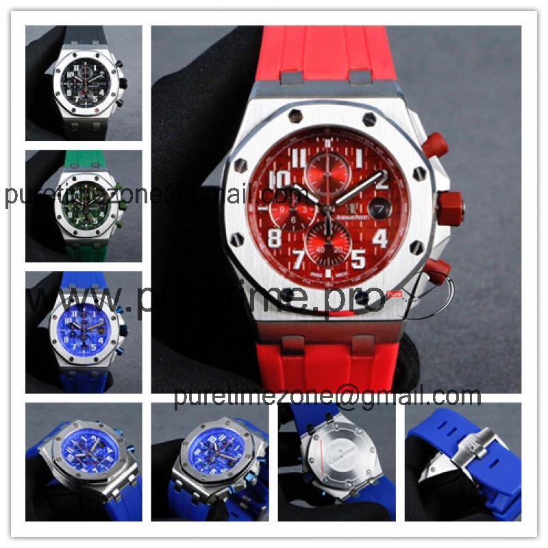 Replica  Royal Oak  Japan VK Quartz chronograph  Mens Watch  Red Dial Rubber Strap A  E101