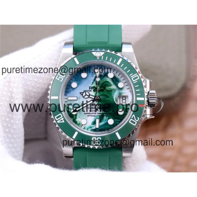 ROF Submariner Date Blaken "Hulk" A2836 Automatic Mens Watch 904L Steel Green Rubber Best Edition