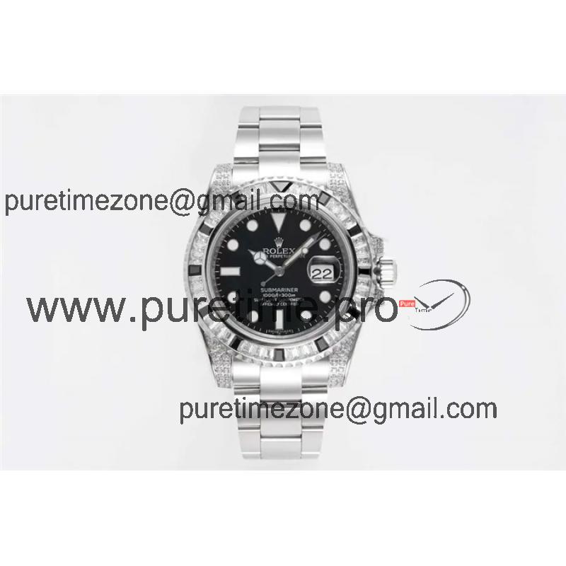 ROF 116610 Submariner A2836 Automatic Mens Watch Diamond Bezel Black Dial 904L Steel Case Bracelet Best Edition