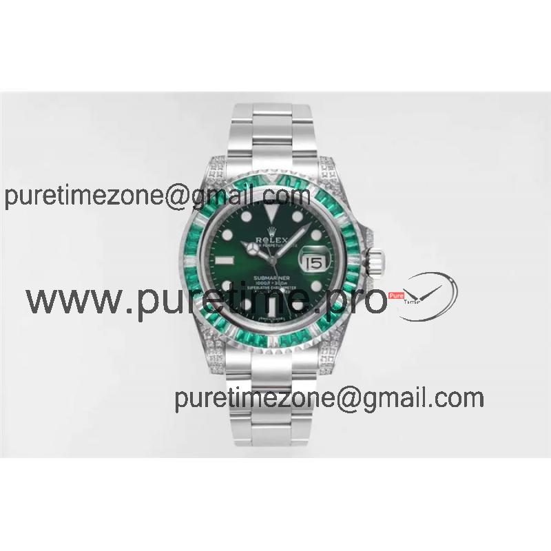 ROF 116610 Submariner A2836 Automatic Mens Watch Diamond Bezel Grenn Dial 904L Steel Bracelet Best Edition