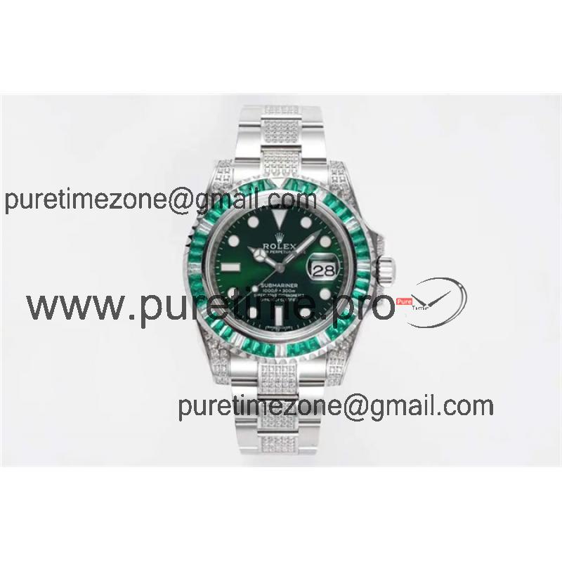 ROF 116610 Submariner A2836 Automatic Mens Watch Green Dial 904L Steel Diamond Bezel And Bracelet Best Edition