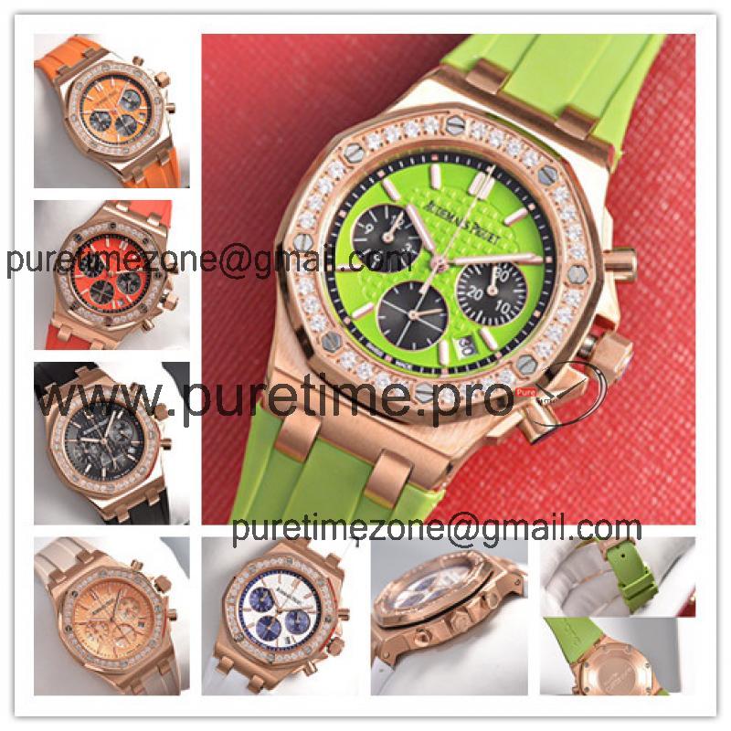 Replica Royal Oak Offshore A21J Automatic Movement Womens Watch Green Dial Rubber Strap A E127