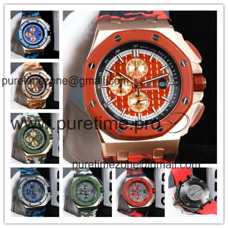 Replica  Royal Oak  Japan Quartz chronograph  Movement Mens Watch Red Dial Rubber Strap  E133