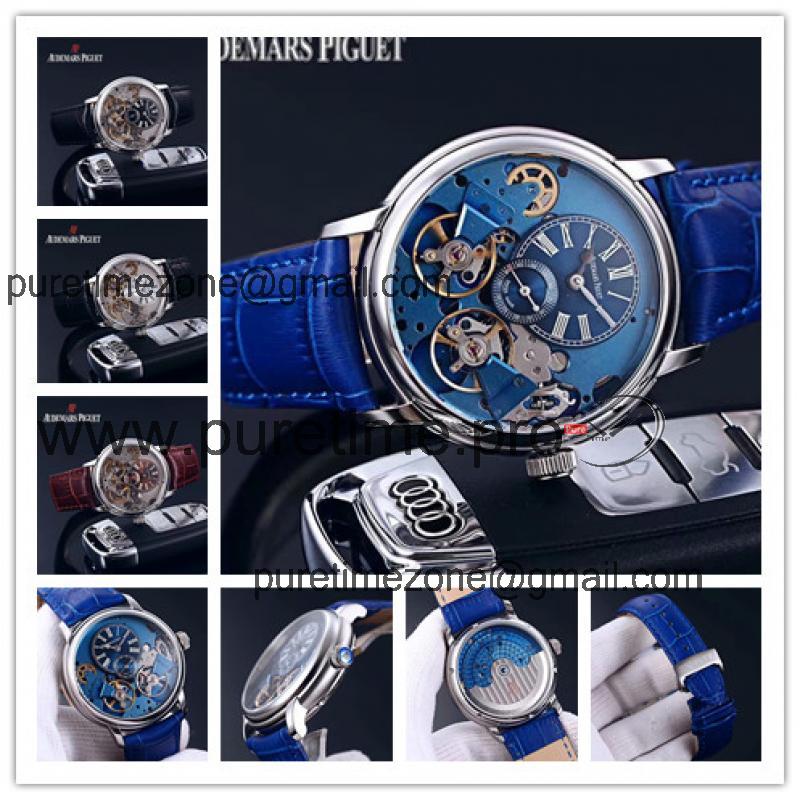 Replica Royal Oak  A21J Automatic Movement Mens Watch Tourbillon Dial Leather  Strap B E135