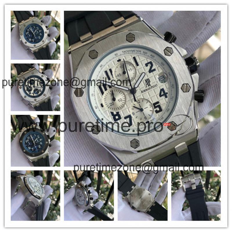 Replica  Royal Oak Offshore  Japan Quartz chronograph  Movement Mens Watch White  Dial Rubber Strap  E136