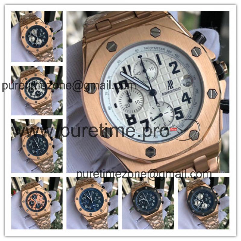 Replica  Royal Oak Offshore  Japan Quartz chronograph  Movement Mens Watch White  Dial Rose Gold A  E137