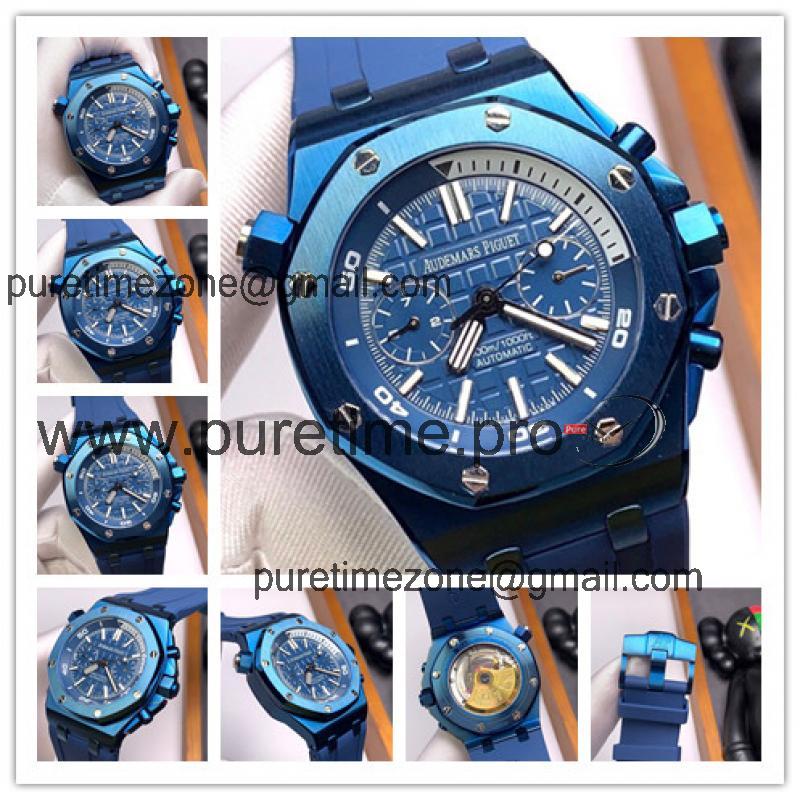 Replica Royal Oak  A21J Automatic Movement Mens Watch Blue Dial Rubber Strap  E138