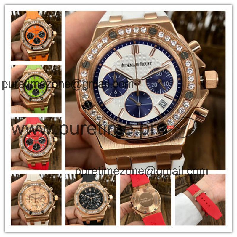 Replica  Royal Oak Offshore Japan Quartz chronograph  Movement Womens Watch White Dial Rubber Strap  A E156