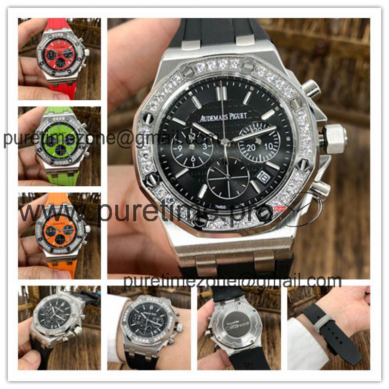 Replica  Royal Oak Offshore Japan Quartz chronograph  Movement Womens Watch Black Dial Rubber Strap  B E156