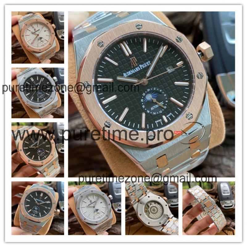 Replica Royal Oak  A21J Automatic Movement Mens Watch Black Dial Two Tone Rose Gold E161