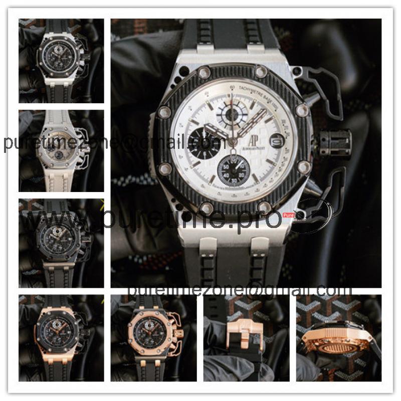 Replica  Royal Oak Japan Quartz chronograph  Movement Mens Watch White Dial Rubber Strap  E168