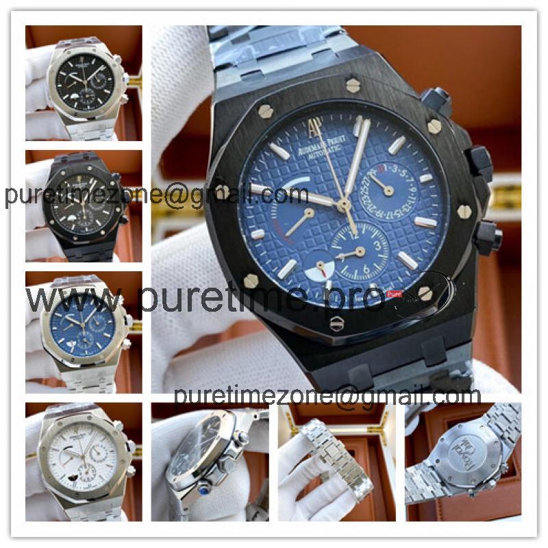 Replica  Royal Oak Japan Quartz chronograph  Movement Mens Watch  Blue Dial PVD Steel  B E175