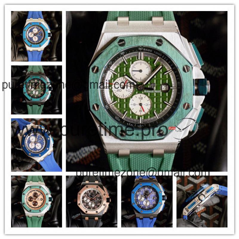 Replica Royal Oak  A21J  Automatic Movement Mens Watch Green Dial Rubber Strap  E197