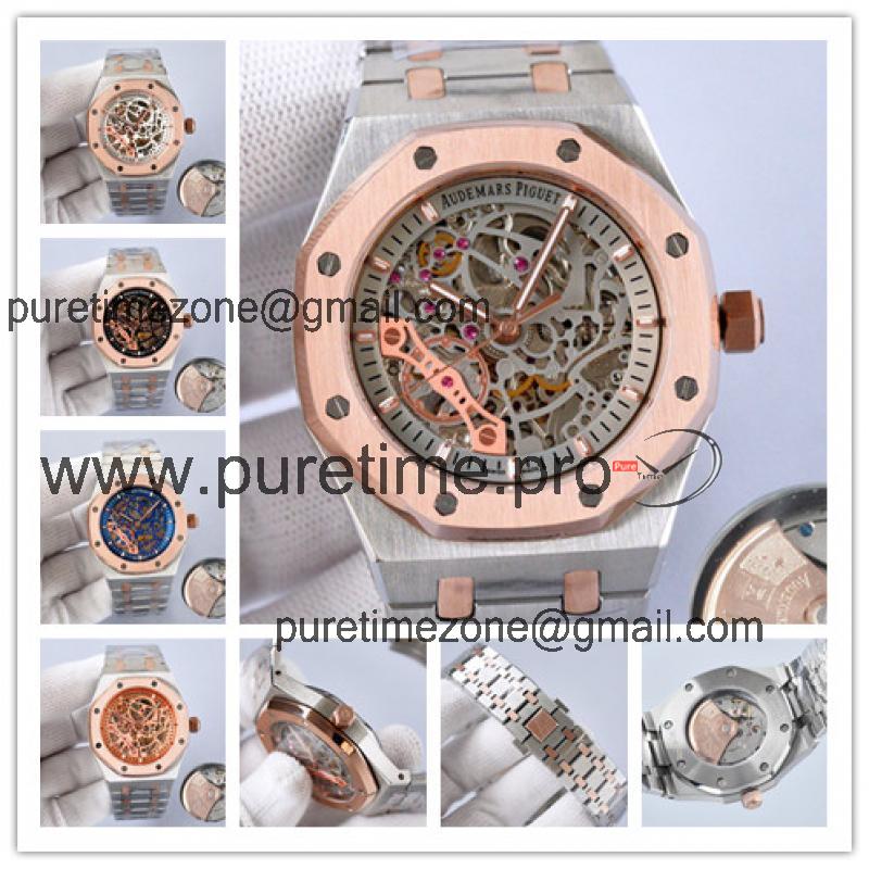 Replica Royal Oak  A21J  Automatic Movement Mens Watch Skeleton Dial Two Tone Rose Gold A E199