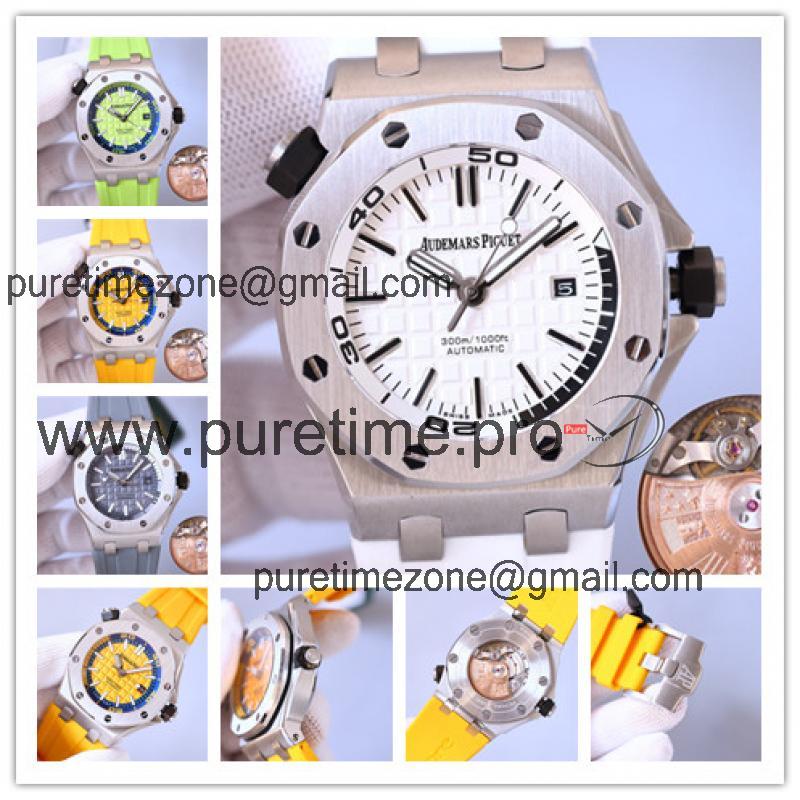 Replica Royal Oak  A21J  Automatic Movement Mens Watch White Dial Rubber Strap C E205