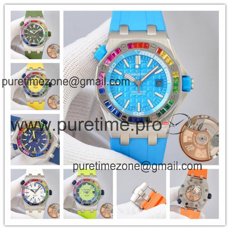 Replica Royal Oak  A21J  Automatic Movement Mens Watch Blue Dial Rubber Strap B E206