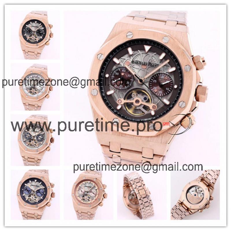 Replica Royal Oak  A21J  Automatic Movement Mens Watch Tourbillon Dial Rose Gold B A03