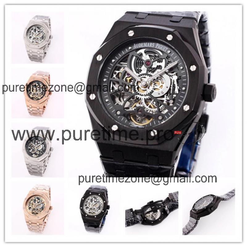 Replica Royal Oak  A21J  Automatic Movement Mens Watch Tourbillon Dial PVD Steel  A08