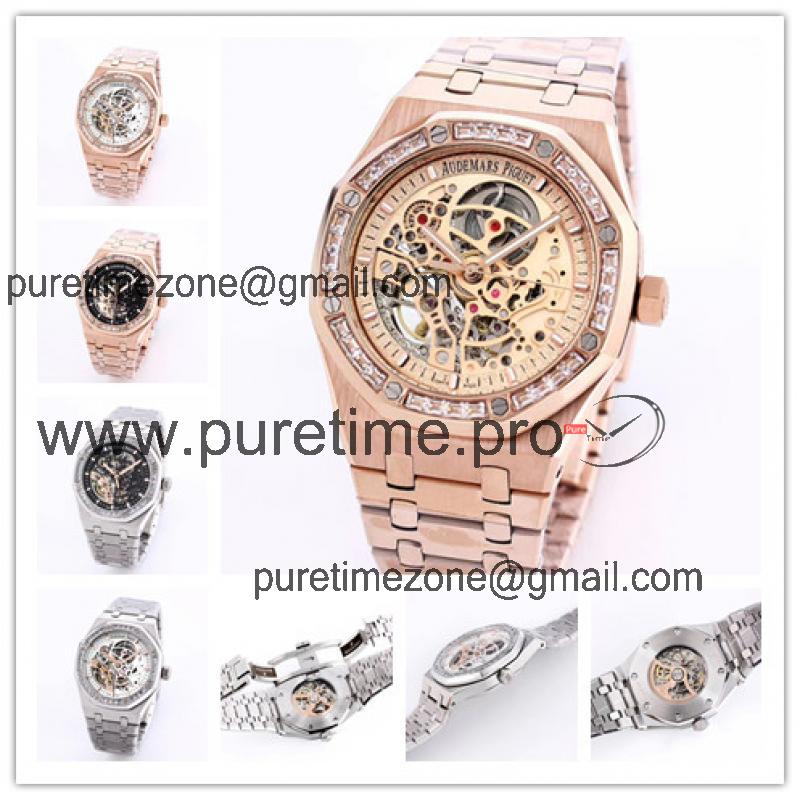 Replica Royal Oak  A21J  Automatic Movement Mens Watch Skeleton Dial Rose Gold A10