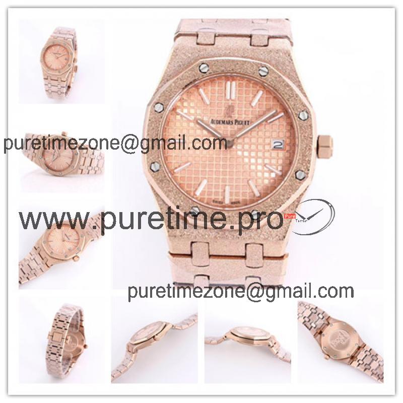 Replica Royal Oak  A21J  Automatic Movement Womens Watch  Champagne Dial Frosted Gold A14