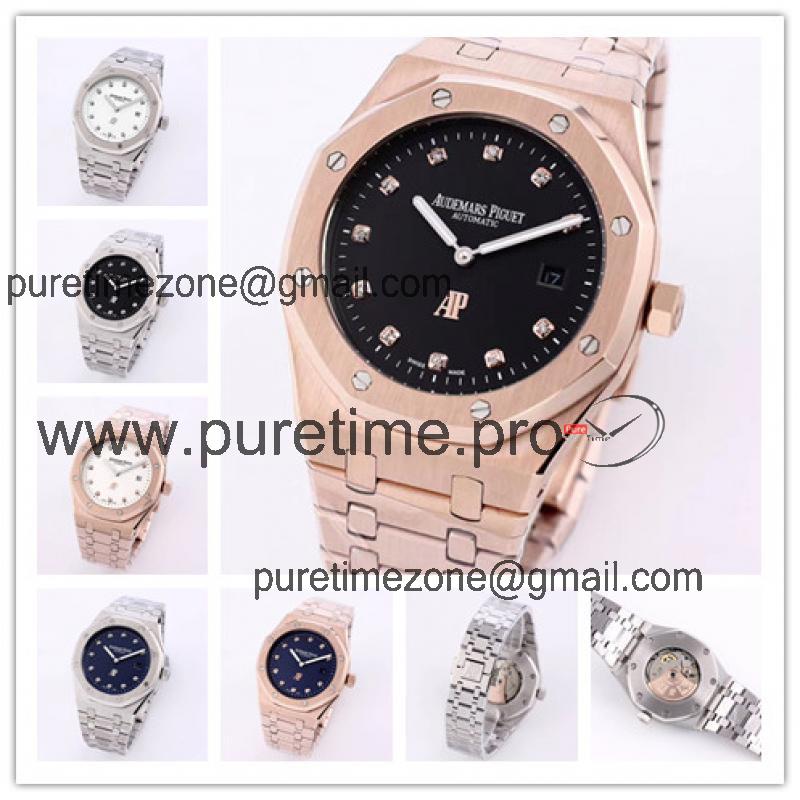 Replica Royal Oak  A21J  Automatic Movement Mens Watch Black Dial Rose Gold A17