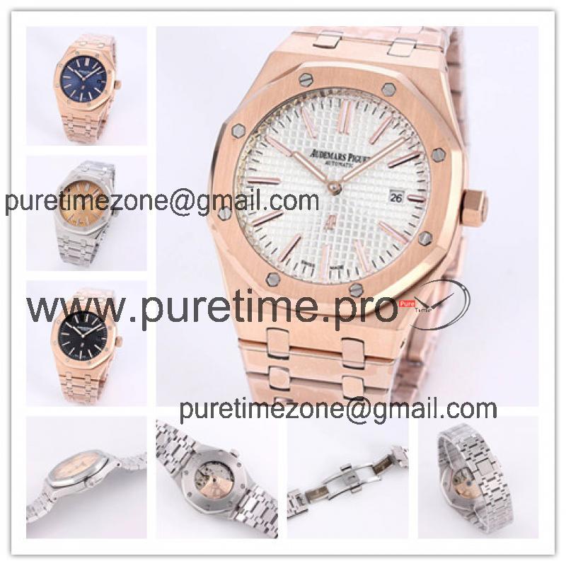 Replica Royal Oak  A21J  Automatic Movement Mens Watch White Dial Rose Gold A A18