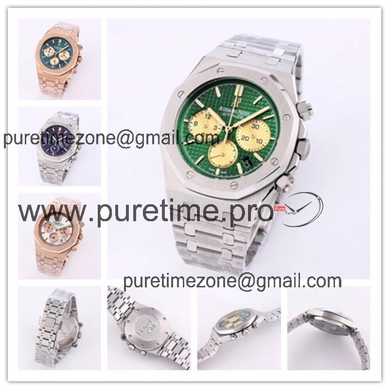 Replica  Royal Oak Japan Quartz chronograph Movement Mens Watch Green Dial Stainless steel A19