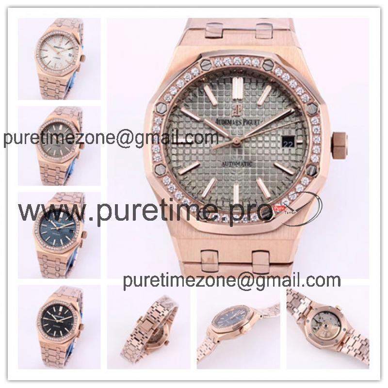 Replica Royal Oak  A21J  Automatic Movement Womens Watch Gray Dial Rose  Gold B A20