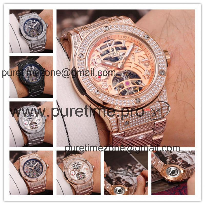 Replica Big Bang  A21J  Automatic Movement Mens Watch Skeleton Dial Rose Gold B G03