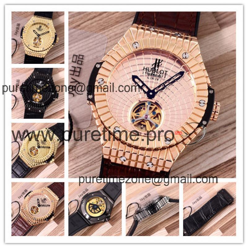 Replica Big Bang  A21J  Automatic Movement Mens Watch  Rose Gold Dial Leather Strap G04