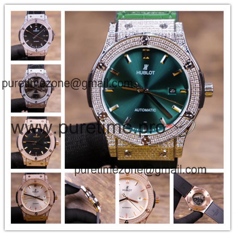 Replica Classic Fusion A21J  Automatic Movement Mens Watch Green Dial Leather Strap G06