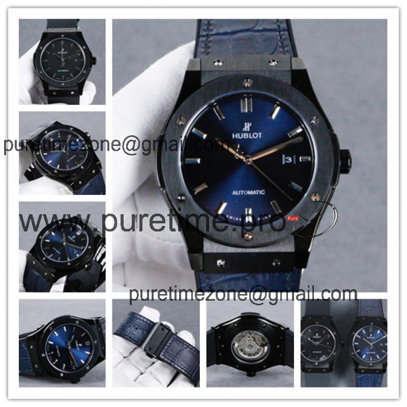 Replica Classic Fusion  Japan Miyota 8215 Automatic Movement  Mens Watch Blue Dial Leather Strap G10