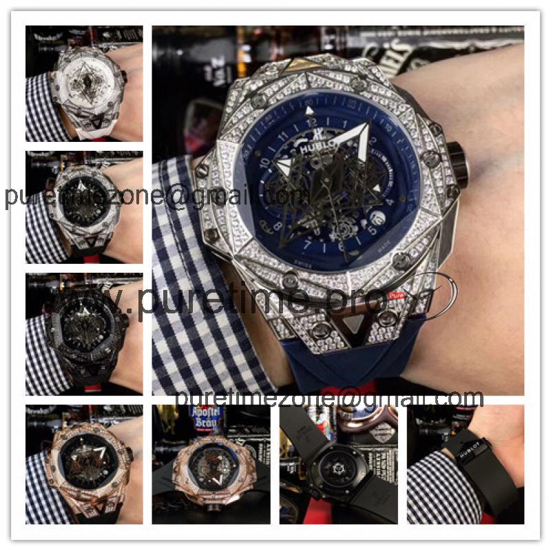 Replica Big Bang  A21J  Automatic Movement Mens Watch Skeleton Dial Rubber Strap  G17