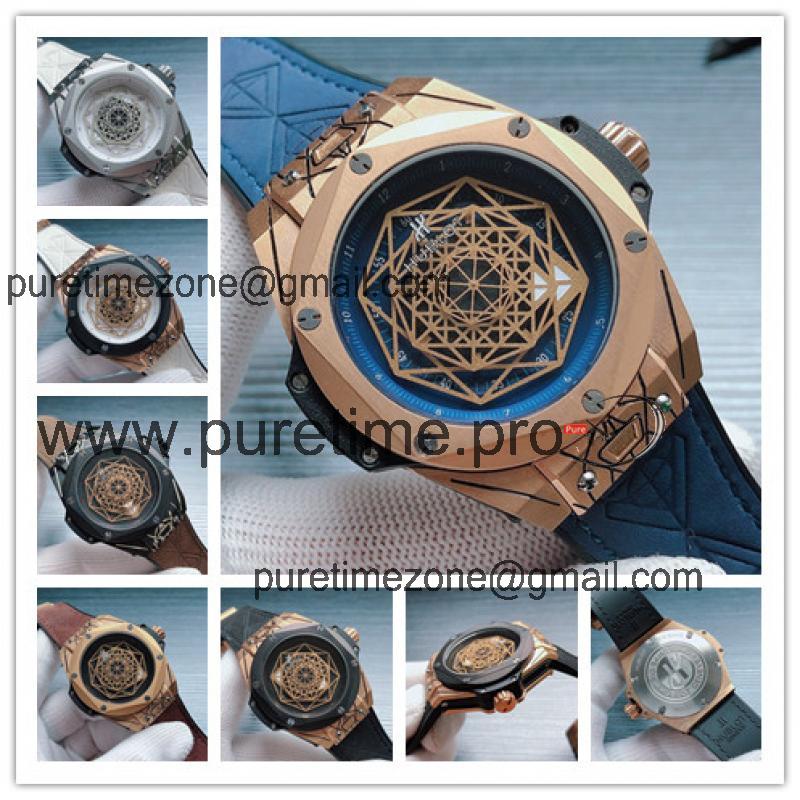 Replica Big Bang Japan  Quartz  Movement Mens Watch   Skeleton Dial Leather  Strap  G19