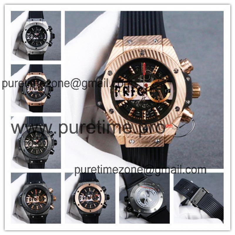 Replica Classic Fusion  Japan  Quartz  chronograph Movement Mens Watch Skeleton Dial  Rubber  Strap  G29