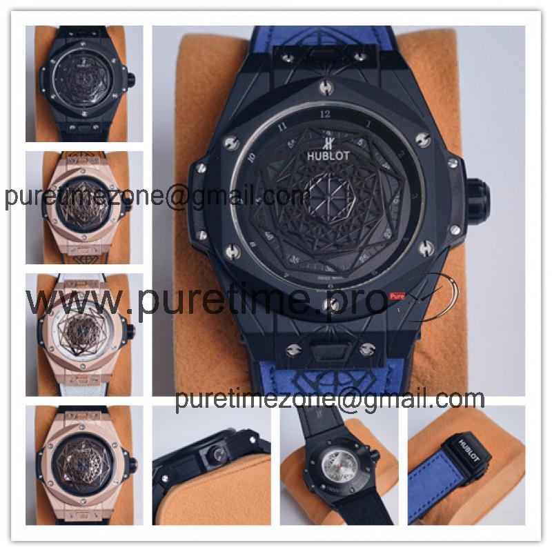 Replica Big Bang Japan Miyota 8215 Automatic Movement Mens Watch  Skeleton Dial Leather Strap A G35