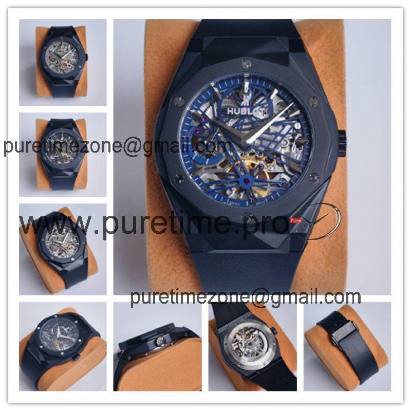 Replica Big Bang A21J  Automatic  Movement  Mens Watch   Skeleton Dial Rubber Strap  G36